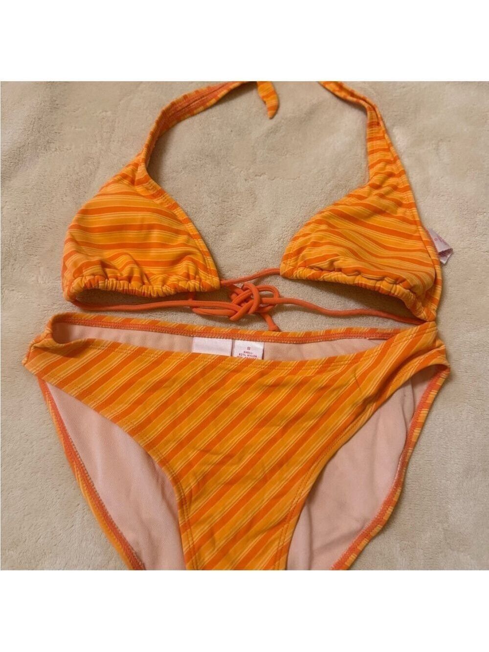 Xhilaration Orange and Yellow Striped Bikini